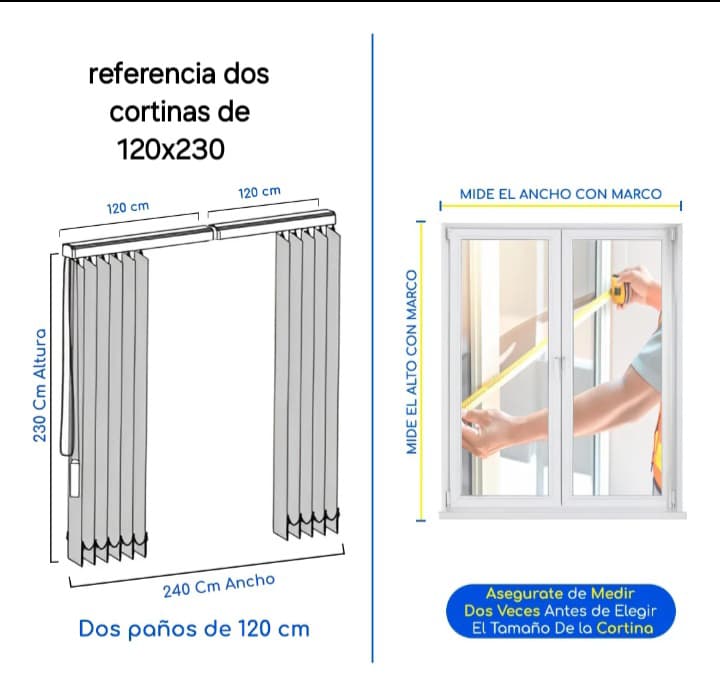 Pack de 2 Cortina Roller Vertical Blanca  Medida total :240x230